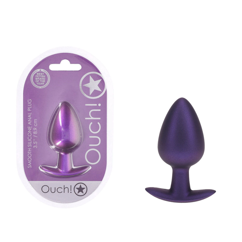 OUCH! Anal Plug - Large - Metallic Purple - Metallic Purple 8.9 cm Large Butt Plug Shots Toys